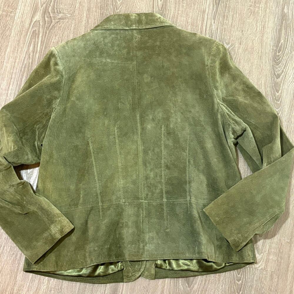 VTG Pursuits Ltd Olive Green Suede Leather Blazer Jacket Women’s XL Y2K​ - Picture 9 of 10